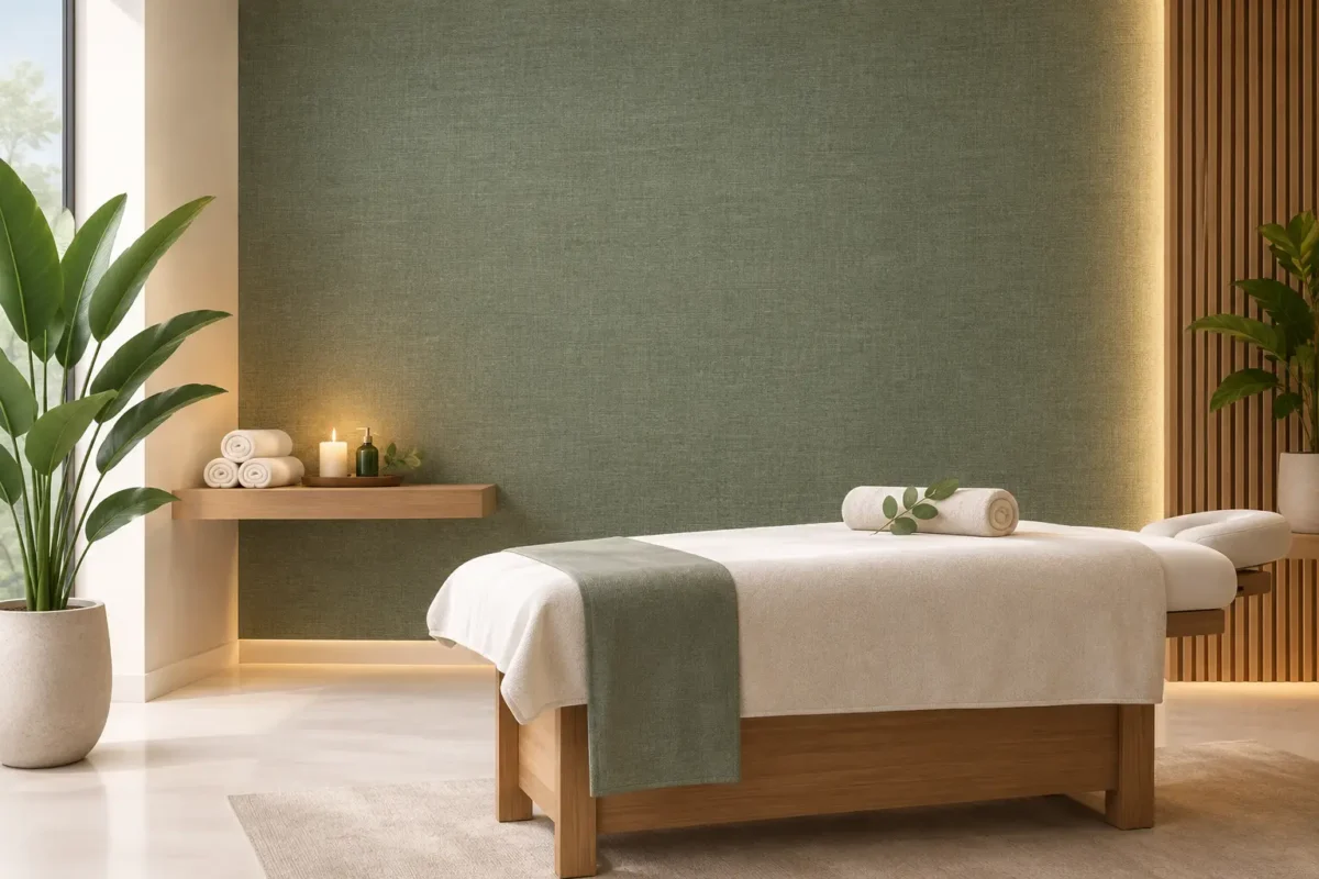 Fabric Back Wallpaper Spa Design That Performs